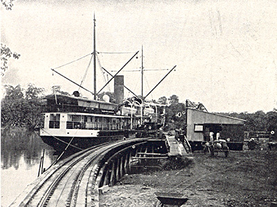 Chiriqui Railroad termination at dock in Pedregal