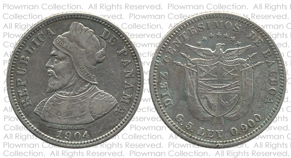Example of a Diez Centsimos of 1904 Coin in F-12