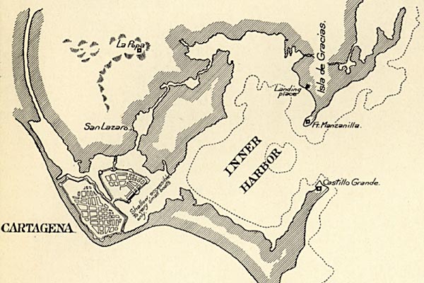 Map of Cartagena Inner Harbor in 1741